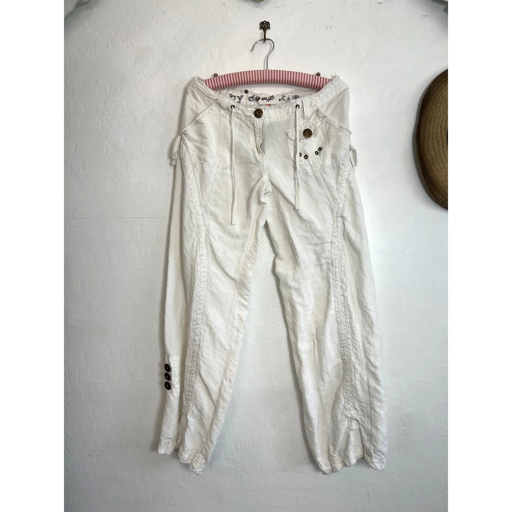 VTG By Deep Los Angeles White Wide Leg Cargo Pants M Y2K Grunge Lace Up